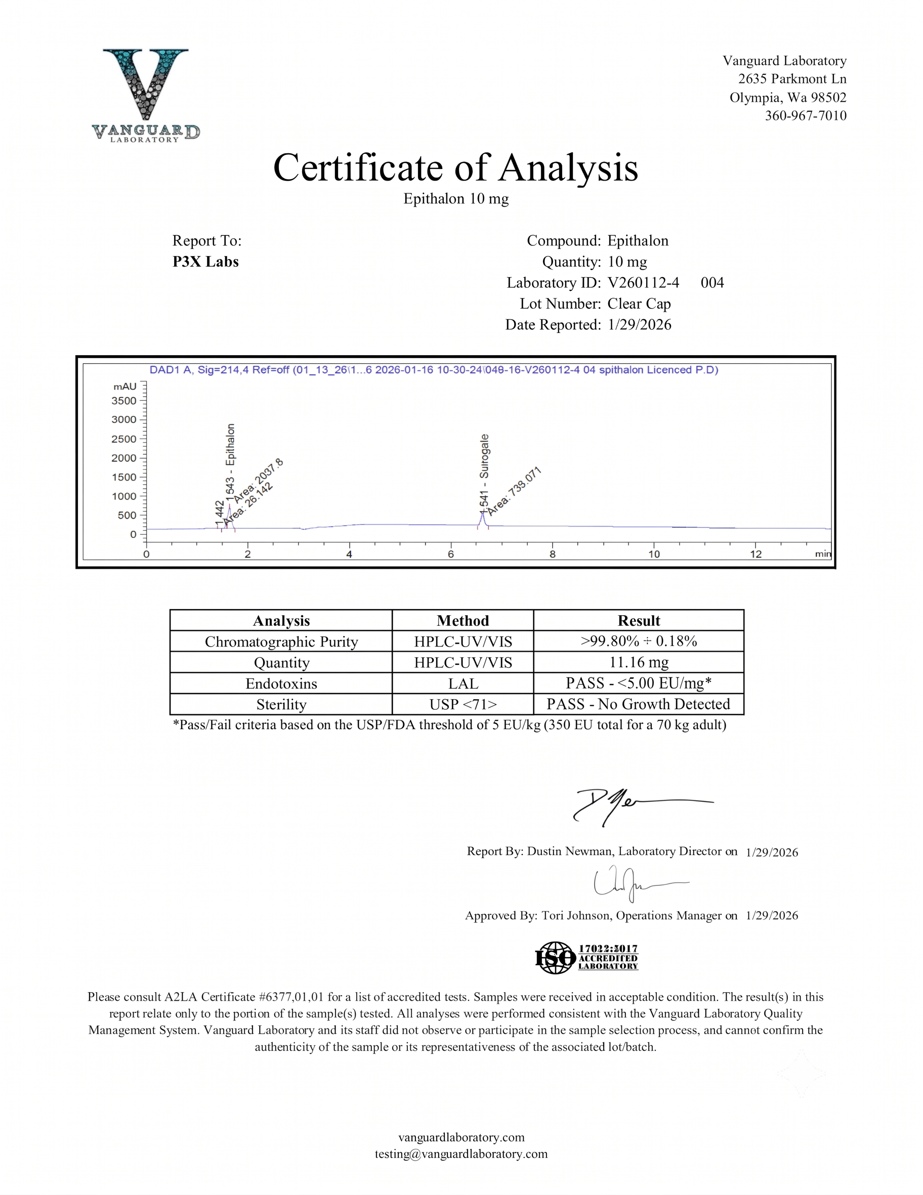 Certificate of Analysis 1